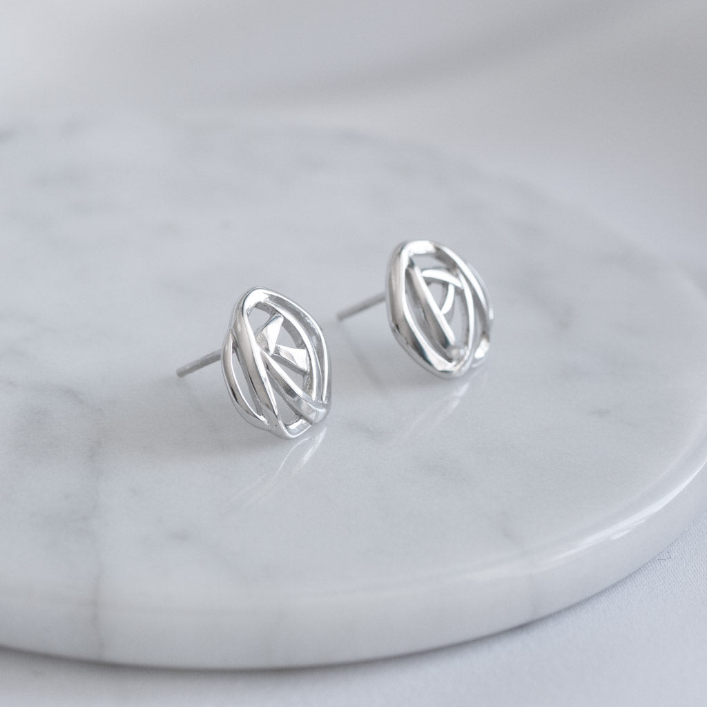 Greta Sterling Silver Circle Stud Earrings