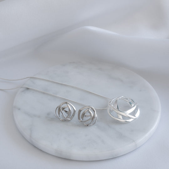 Greta Sterling Silver Circle Stud Earrings