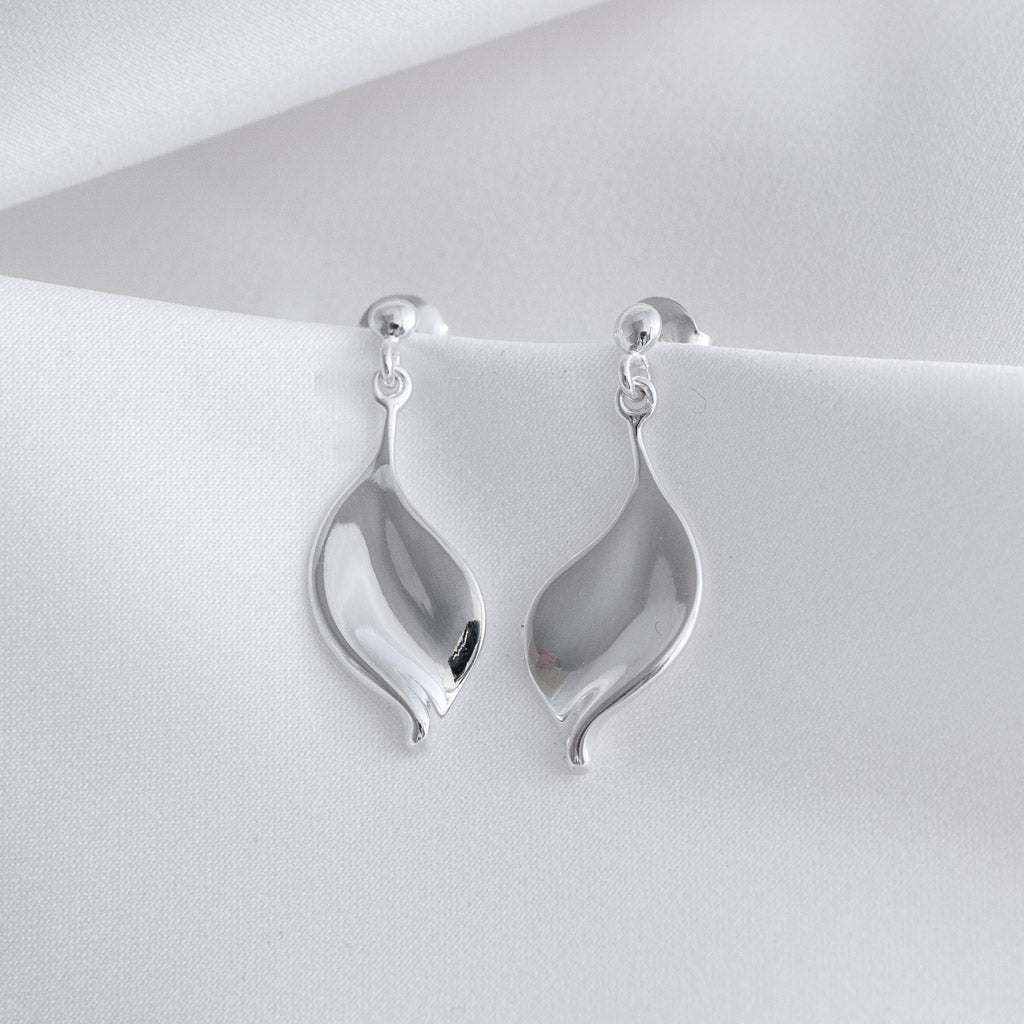 Sterling Silver Helena Large Petal Drop Earrings