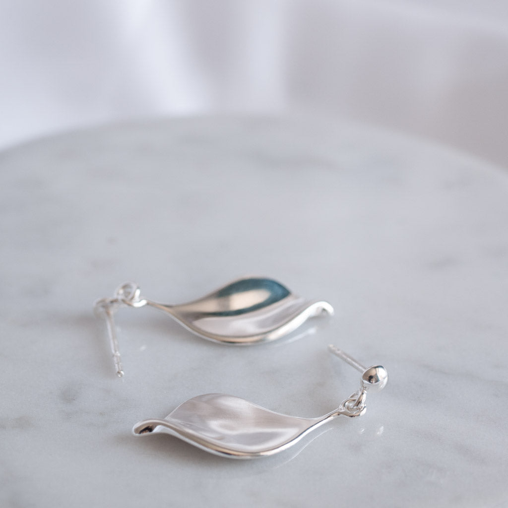 Sterling Silver Helena Large Petal Drop Earrings
