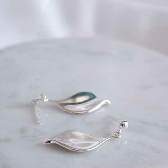 Sterling Silver Helena Large Petal Drop Earrings