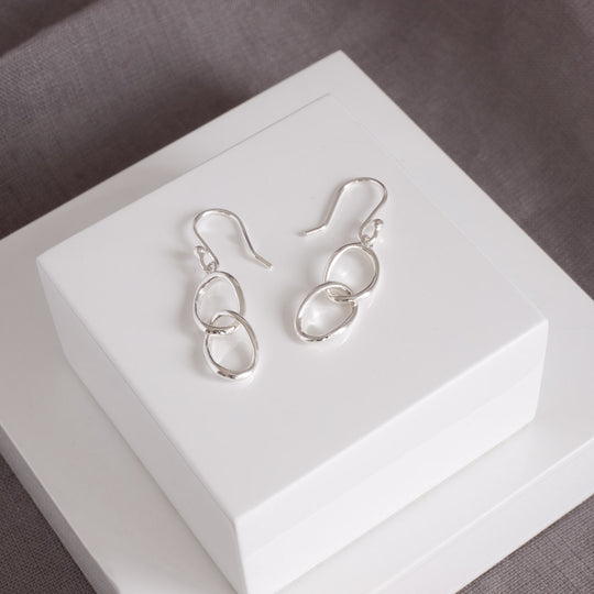 Simone Sterling Silver Double Oval Drop Earrings
