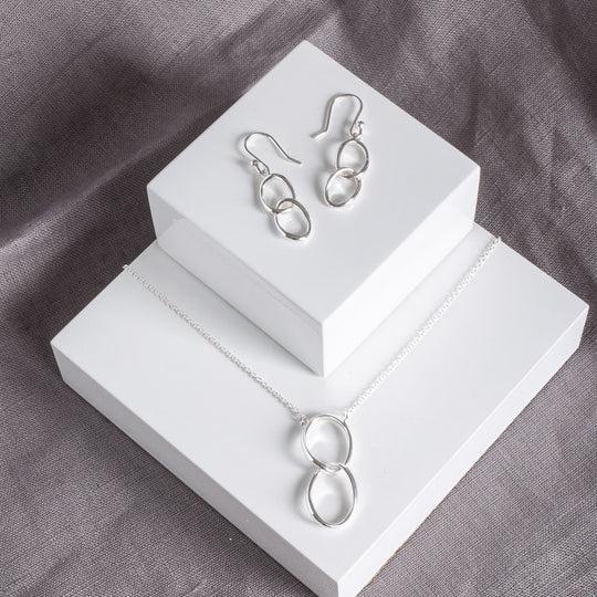 Simone Sterling Silver Double Oval Necklace