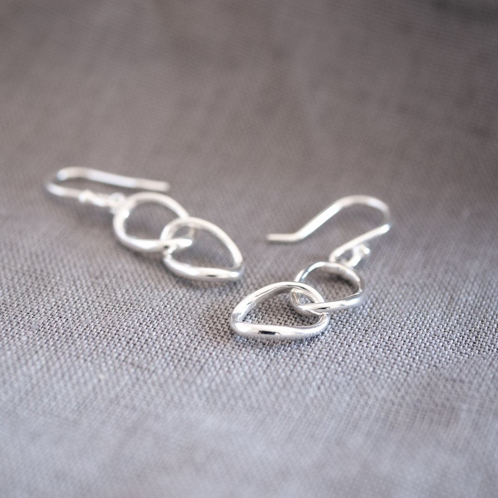 Simone Sterling Silver Double Oval Drop Earrings
