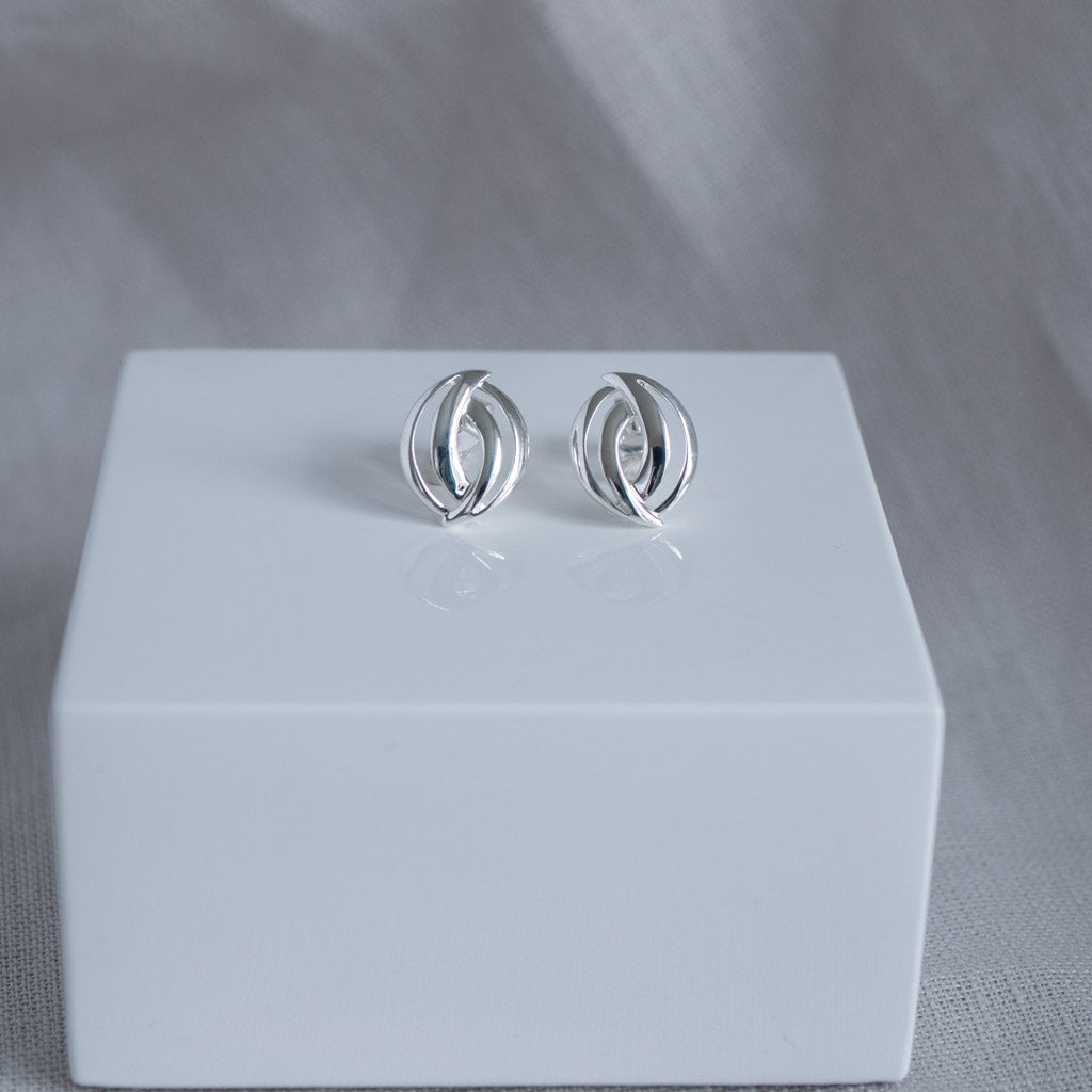 Maeve Sterling Silver Abstract Circle Stud Earrings