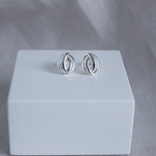 Maeve Sterling Silver Abstract Circle Stud Earrings