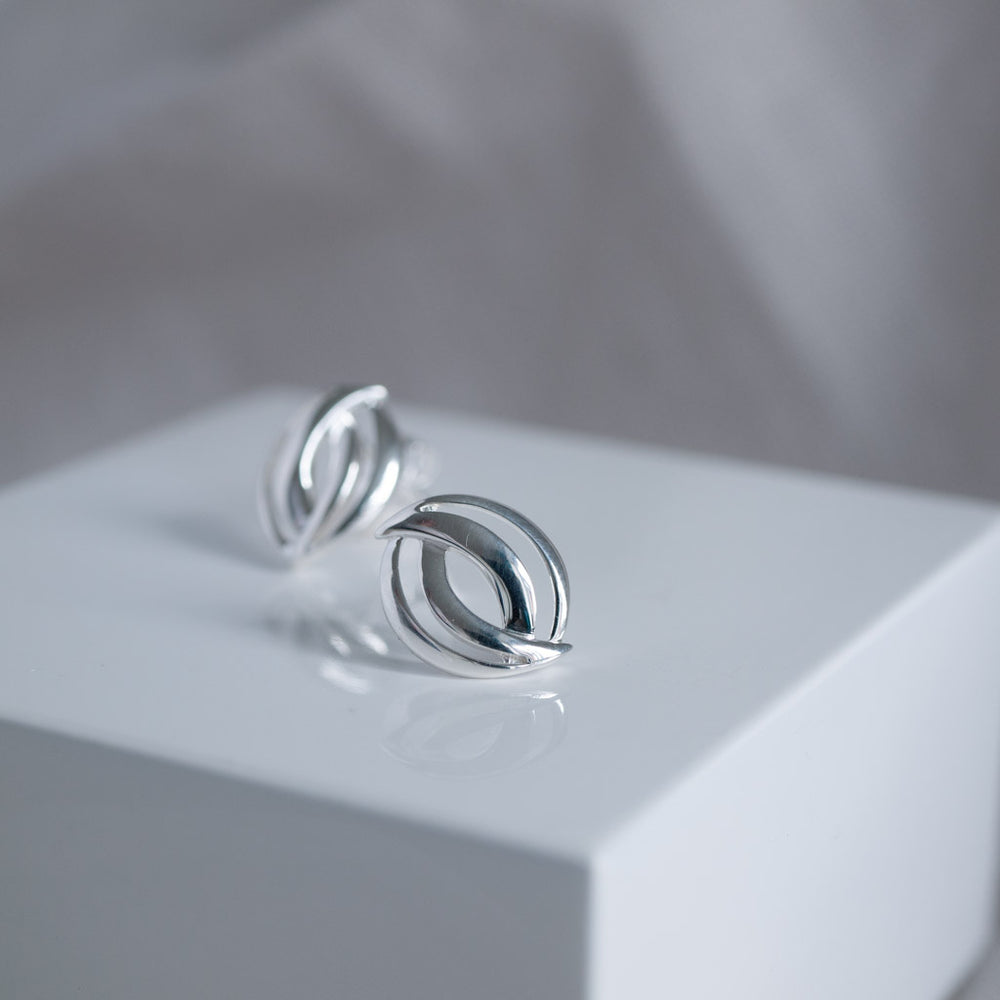 Maeve Sterling Silver Abstract Circle Stud Earrings