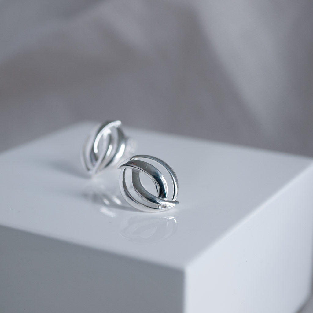 Maeve Sterling Silver Abstract Circle Stud Earrings