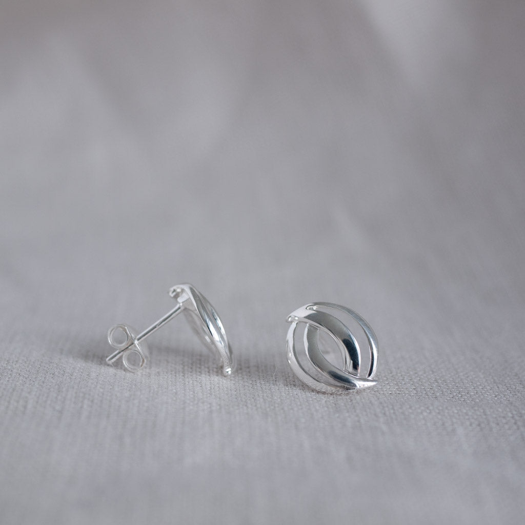 Maeve Sterling Silver Abstract Circle Stud Earrings