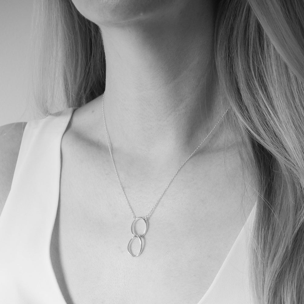 Simone Sterling Silver Double Oval Necklace