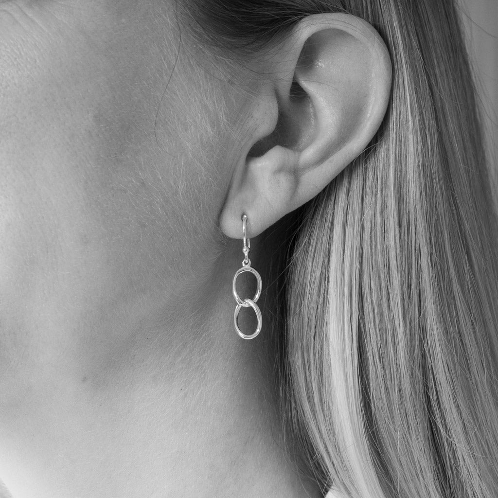 Simone Sterling Silver Double Oval Drop Earrings