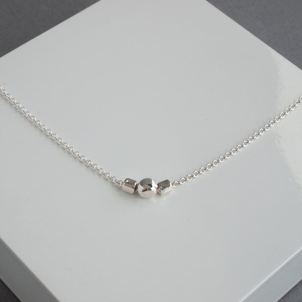 Sterling Silver Trio Cubes Necklace