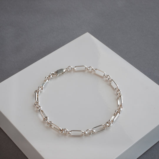 Unisex Figaro and Belcher Chain Bracelet - Sterling Silver