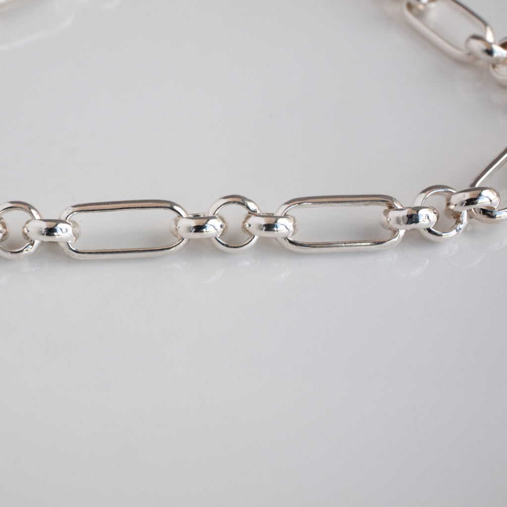 Unisex Figaro and Belcher Chain Bracelet - Sterling Silver