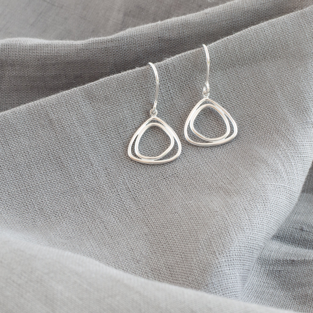 Sterling Silver Triangle Drop Earrings