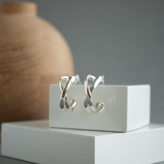 Sterling Silver Statement Infinity Hoop Earrings