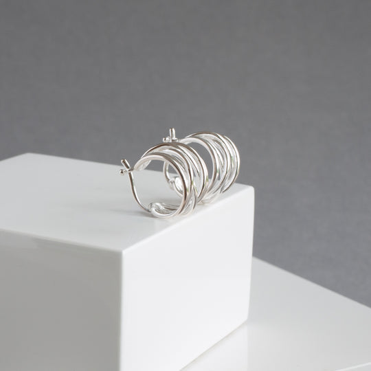 Sterling Silver Huggie Hoop Earrings  - 7 strands