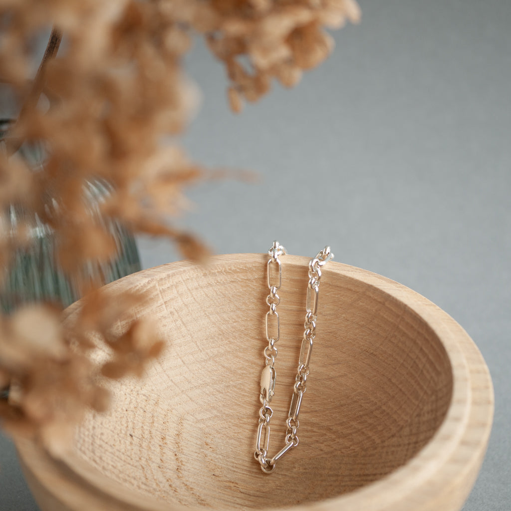 Unisex Figaro and Belcher Chain Bracelet - Sterling Silver