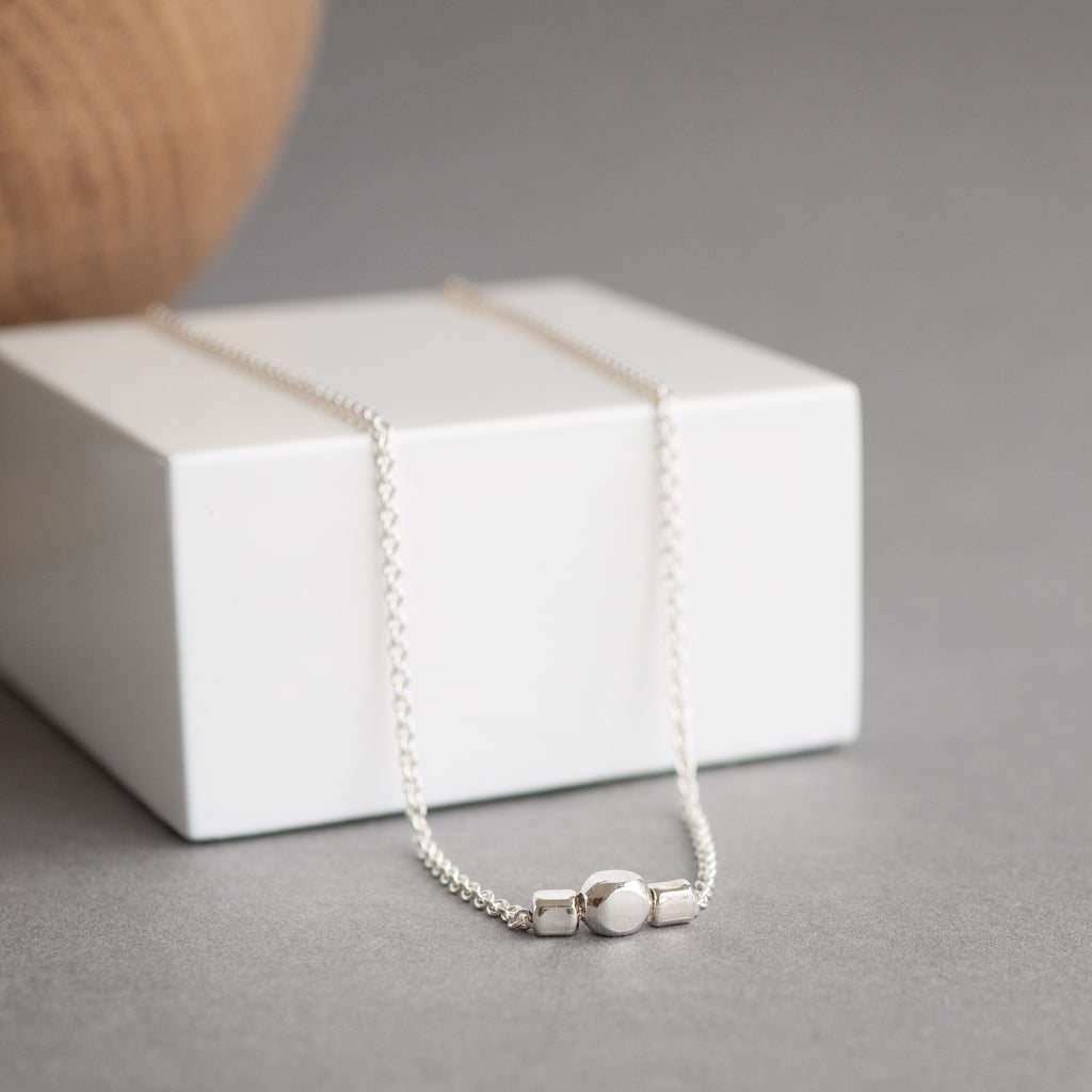 Sterling Silver Trio Cubes Necklace