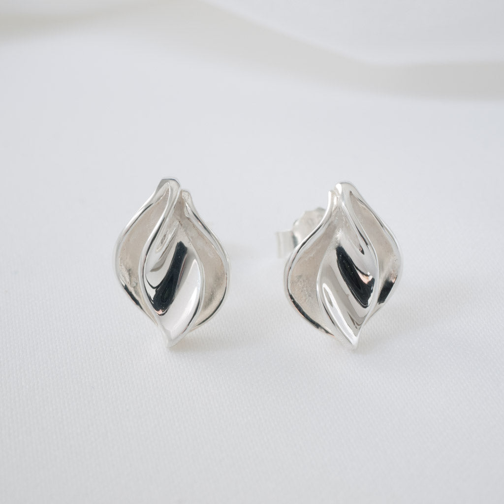 Ellie Double Petal Stud Earrings Sterling Silver