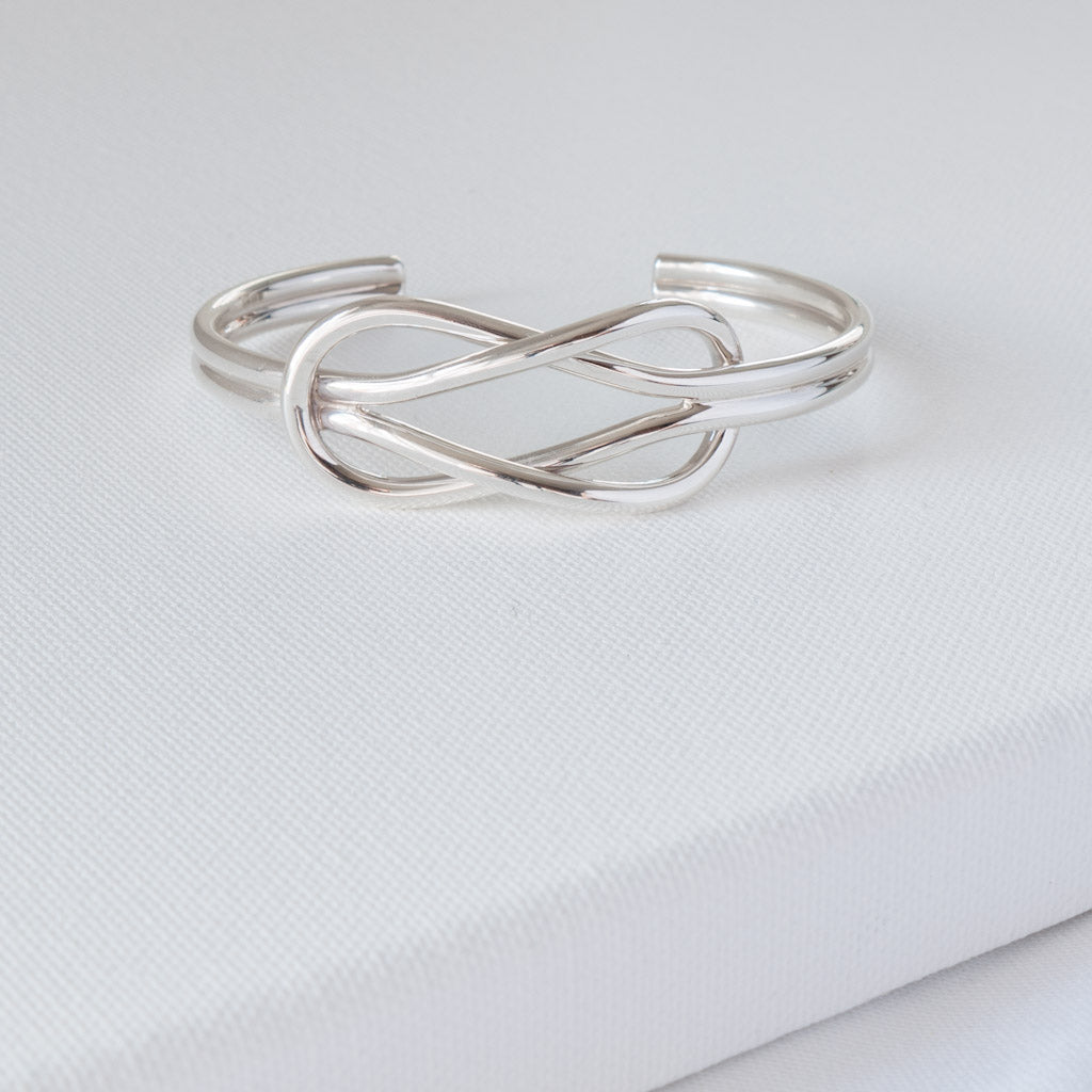 Sterling Silver Reef Knot Torque Bangle