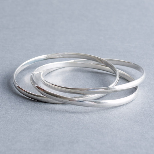 Solid Sterling Silver Classic 4mm Triple Russian Wedding Bangle
