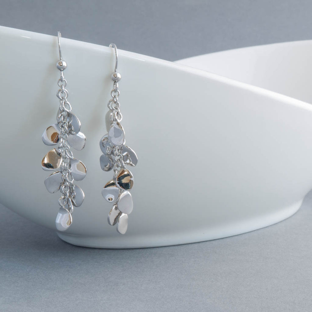Rainfall Petals Sterling Silver Drop Earrings