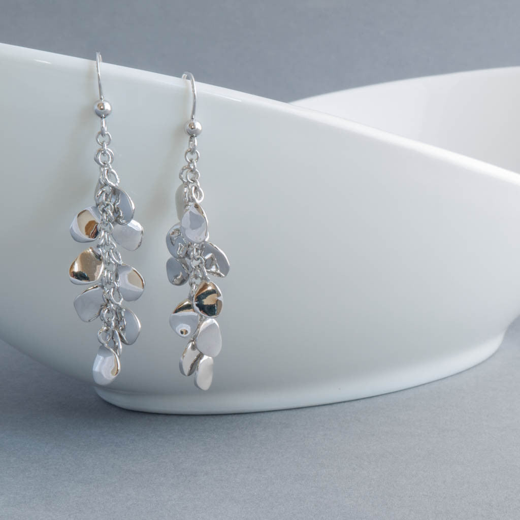 Rainfall Petals Sterling Silver Drop Earrings