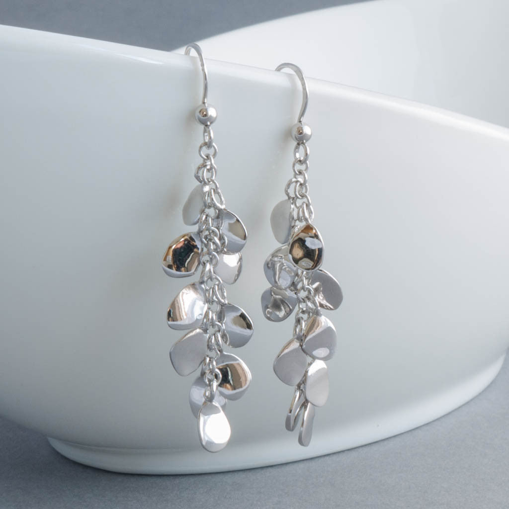 Rainfall Petals Sterling Silver Drop Earrings