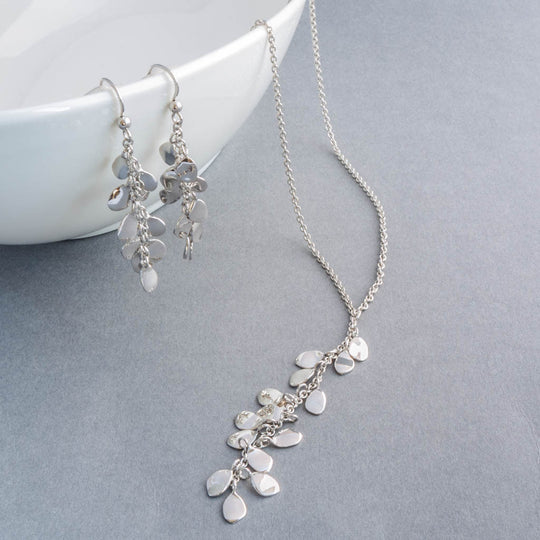 Rainfall Petals Sterling Silver Necklace and Earrings