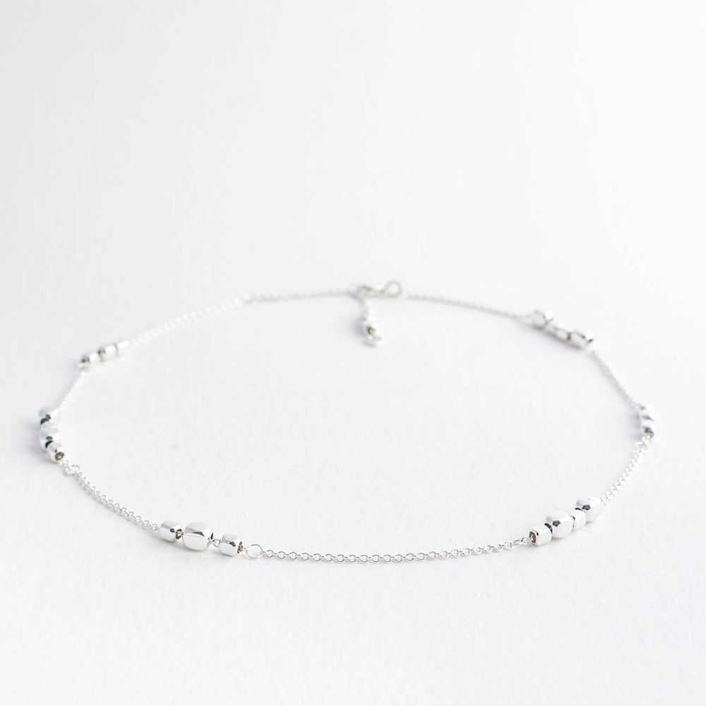 Endless Sterling Silver Cube Short Choker Station Necklace