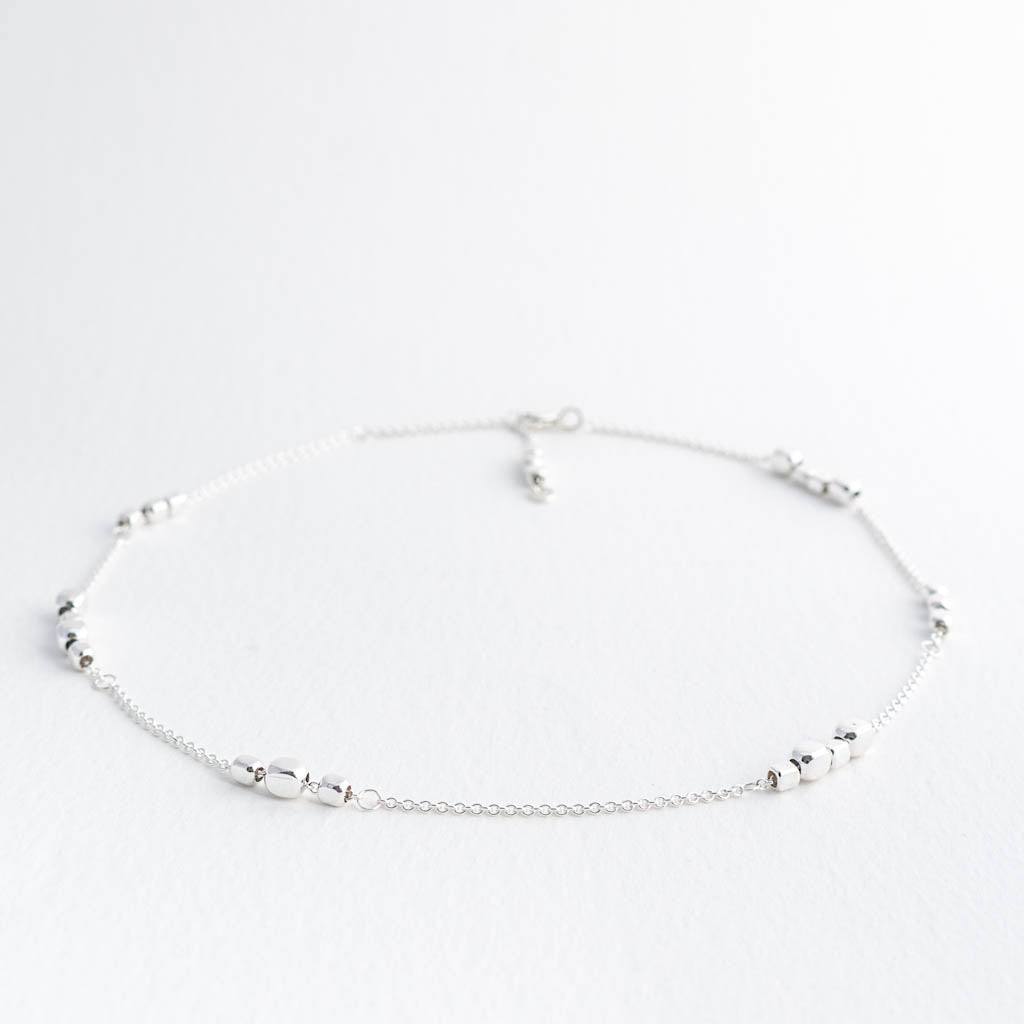 Endless Sterling Silver Cube Short Choker Station Necklace