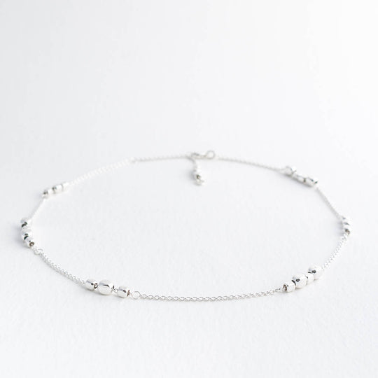 Endless Sterling Silver Cube Short Choker Station Necklace