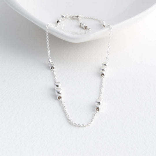 Endless Sterling Silver Cube Short Choker Station Necklace
