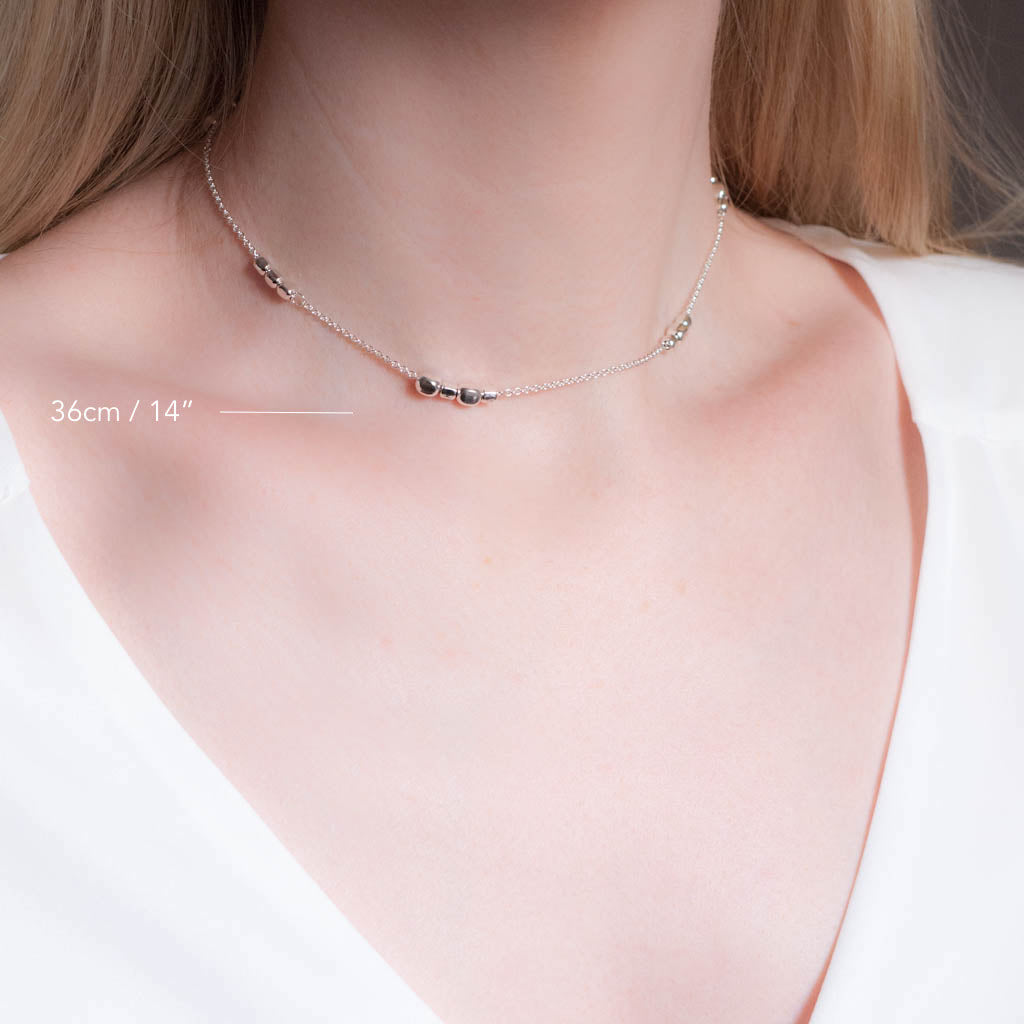 Endless Sterling Silver Cube Short Choker Station Necklace