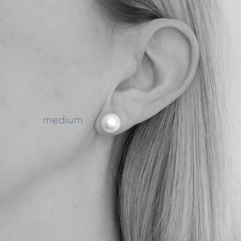 Grace Medium 7mm Freshwater White Button Pearl Stud Earrings Silver