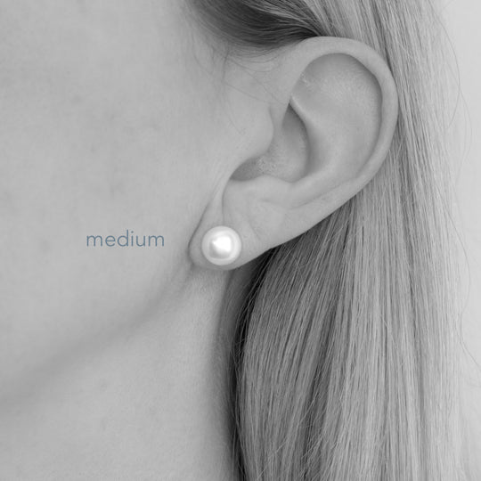 Grace Medium 7mm Freshwater White Button Pearl Stud Earrings Silver