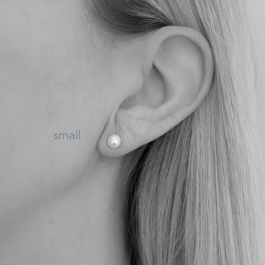 Grace Small 6mm Freshwater White Button Pearl Stud Earrings Silver