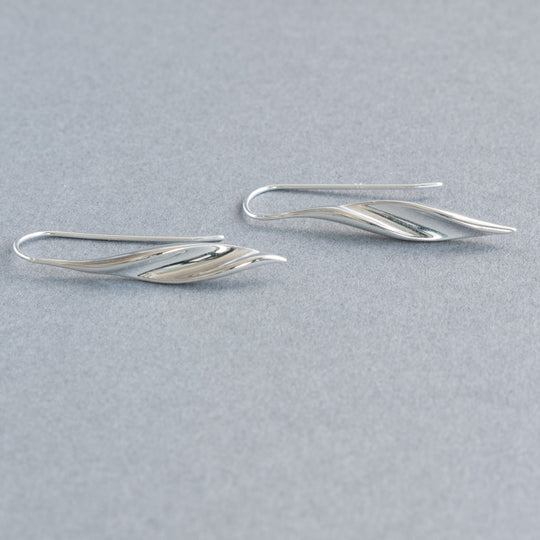 sterling Silver Twisted Ribbon Drop Earrings