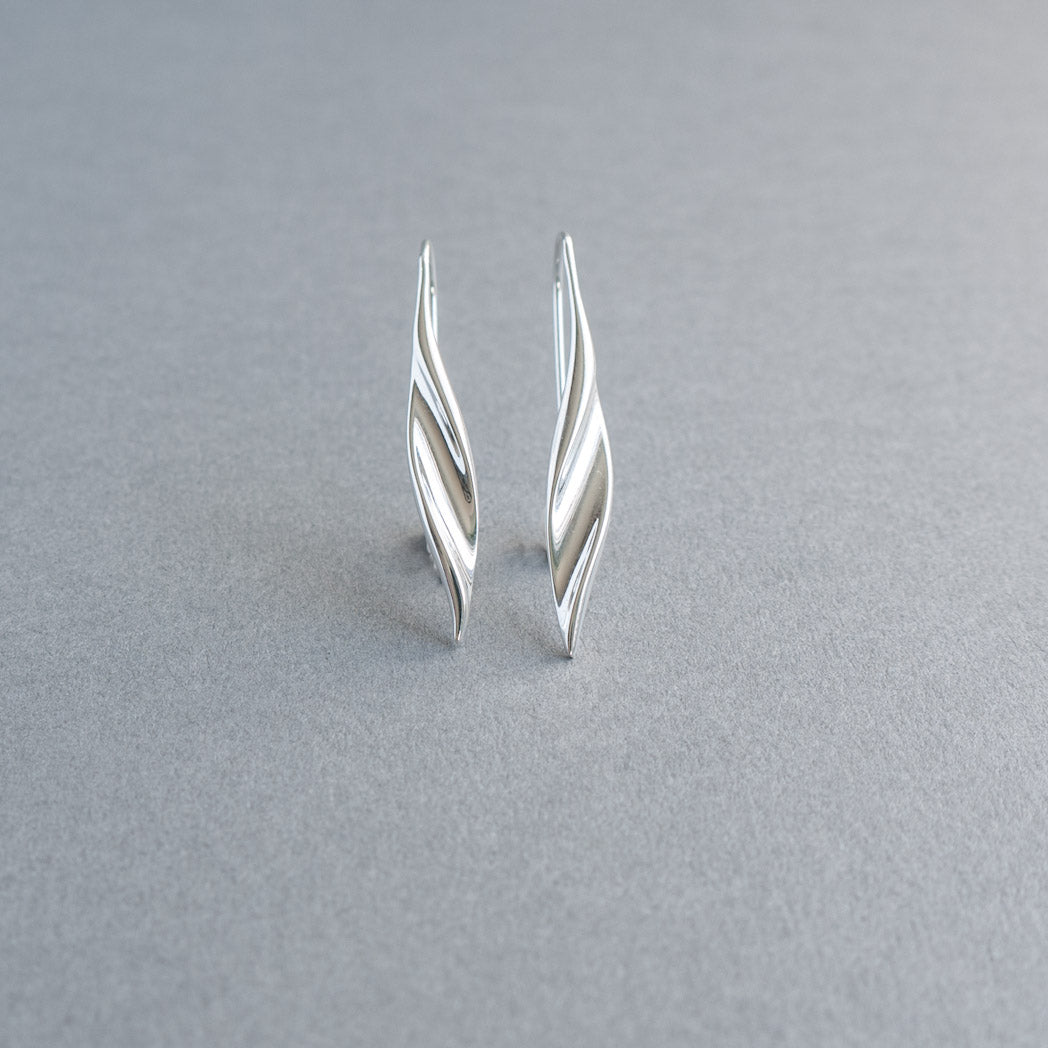 sterling Silver Twisted Ribbon Drop Earrings