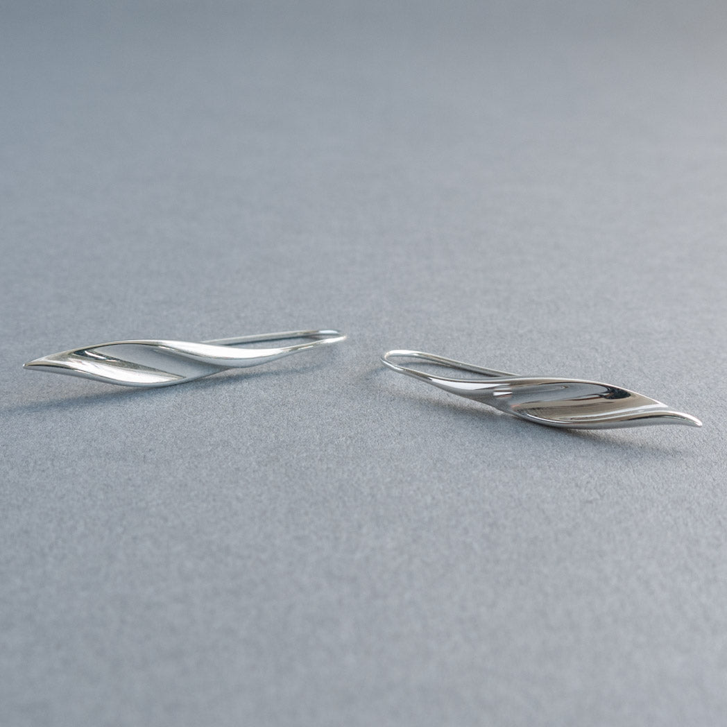 sterling Silver Twisted Ribbon Drop Earrings