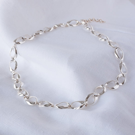 Helene solid Sterling Silver Organic Necklace