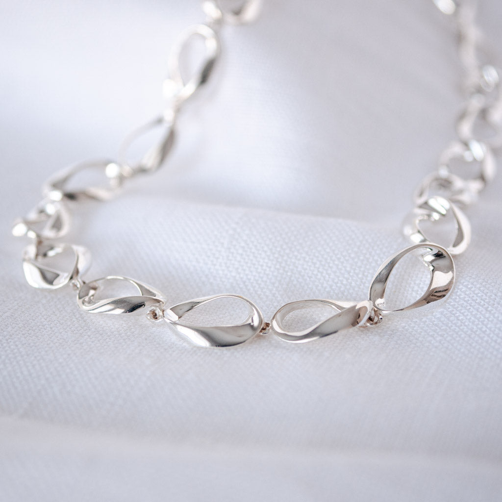 Helene solid Sterling Silver Organic Necklace