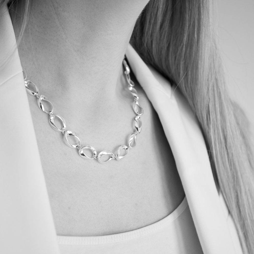 Helene solid Sterling Silver Organic Necklace