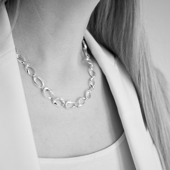 Helene solid Sterling Silver Organic Necklace