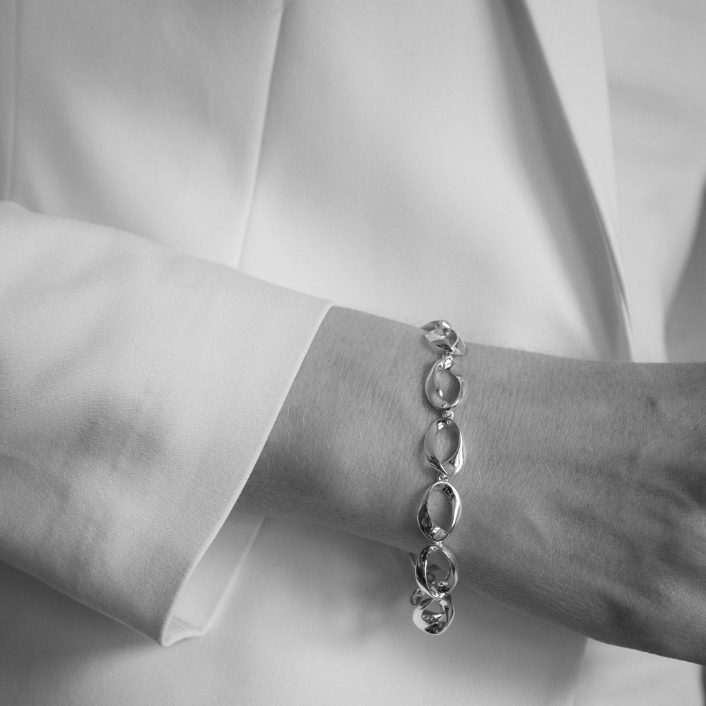 Helene solid Sterling Silver Organic Bracelet