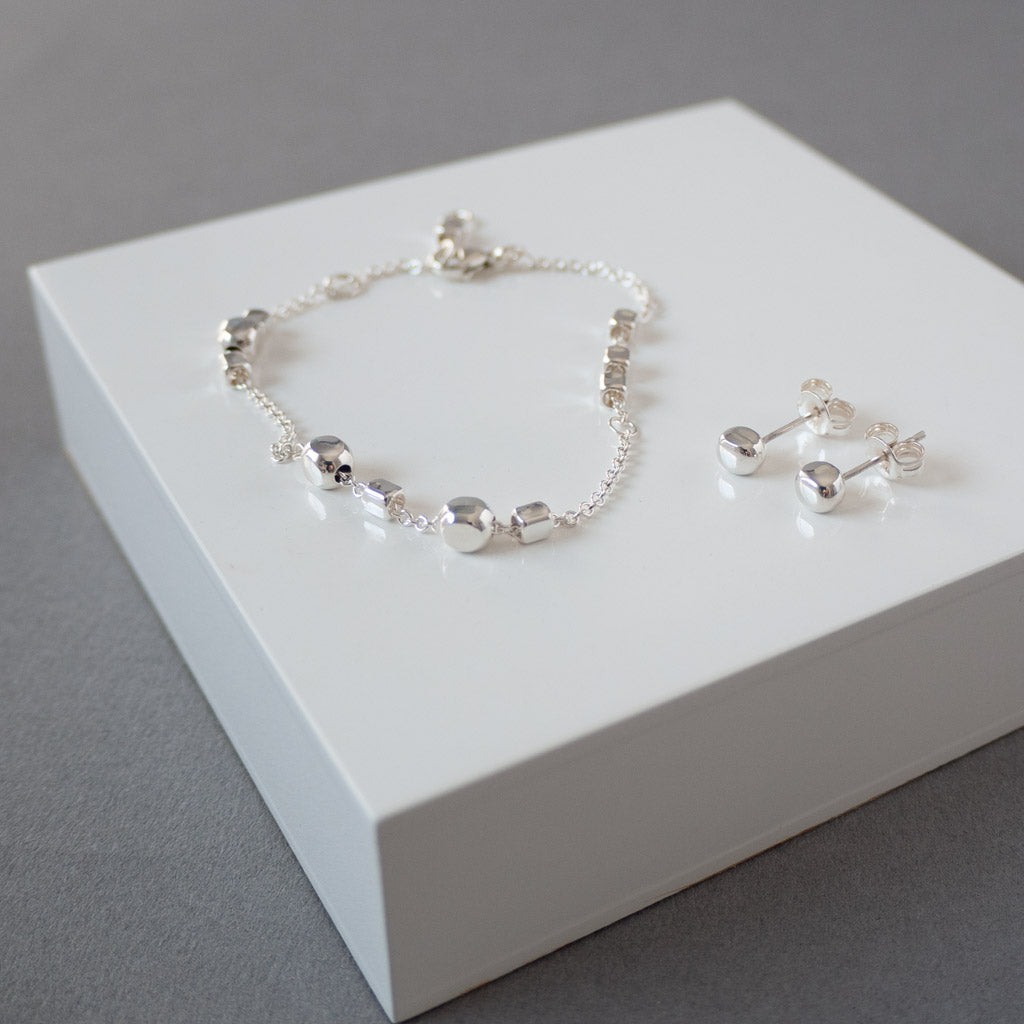 Endless Cubes Sterling Silver Small Square Cube Bracelet