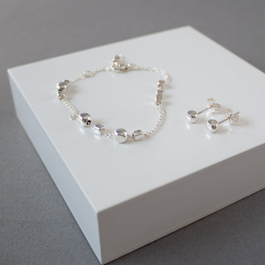 Endless Cubes Sterling Silver Small Square Cube Bracelet