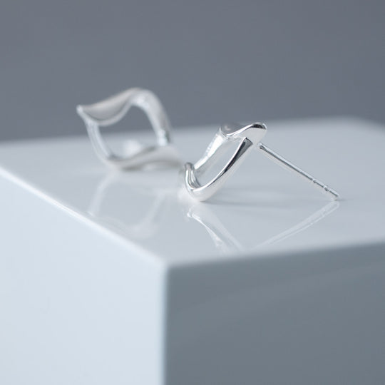 Ines Unusual Sterling Silver Stud Earrings