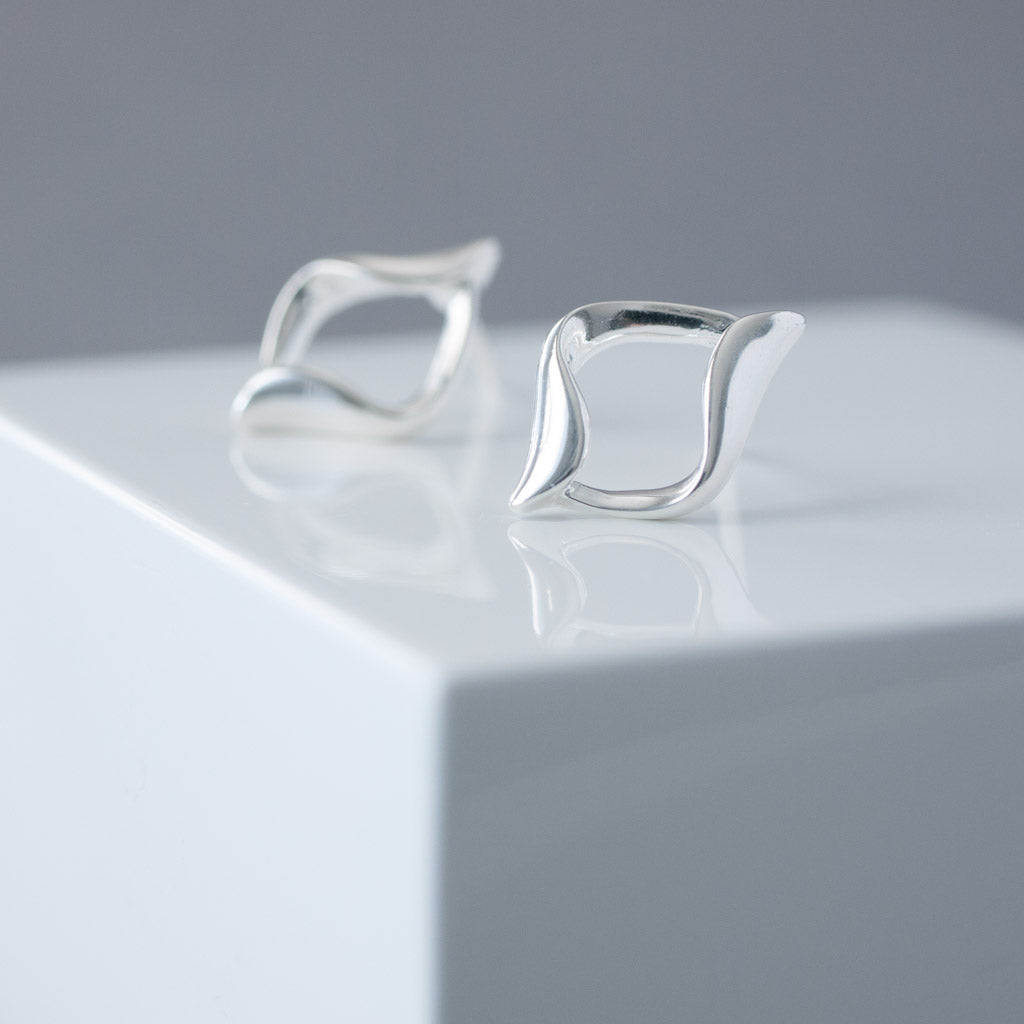Ines Unusual Sterling Silver Stud Earrings